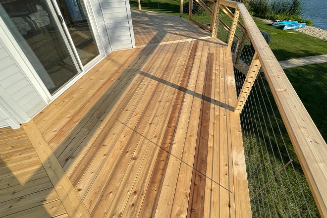 New wood deck with railing - Hard Decks New wood deck with railing