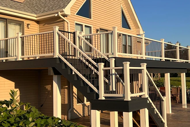 Deck railing on 2nd level deck and stairs - Hard Decks Deck railing on 2nd level deck and stairs