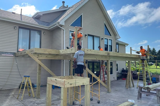 Hard Decks team doing a new deck installation project