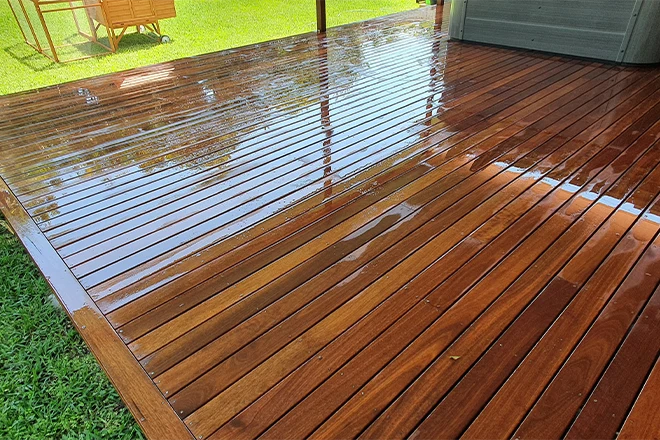 Deck Maintenance Tips For Deck Owners In Belvidere, IL 4 Freshly oiled Australian Spotted Gum Timber Deck