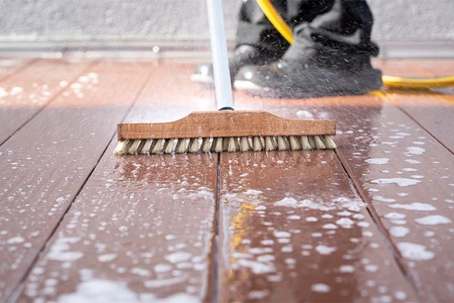 Deck Maintenance Tips For Deck Owners In Belvidere, IL 6 Routine deck maintenance involving washing and scrubbing