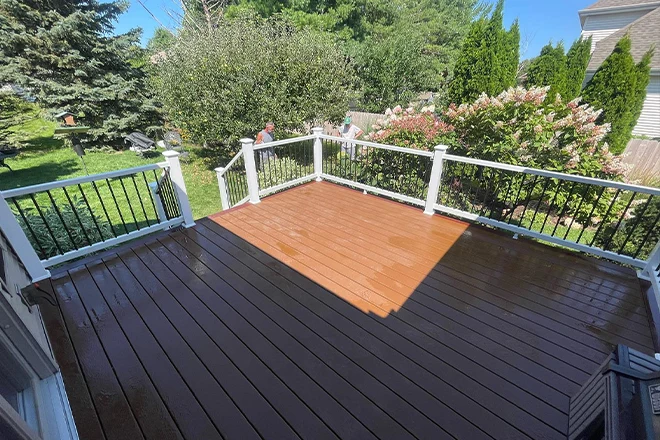Deck Maintenance Tips For Deck Owners In Belvidere, IL 8 Wet and freshly cleaned deck