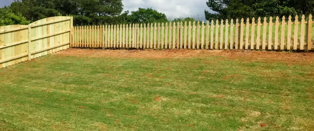 a newly cleared lawn for deck construction
