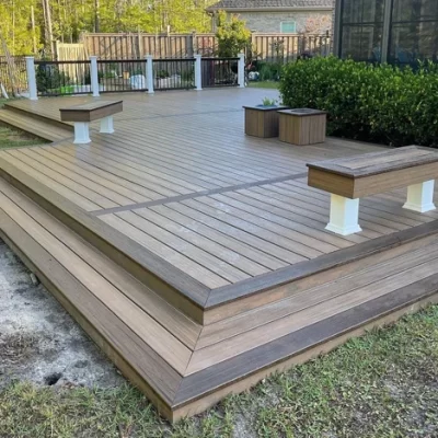 New build composite deck with sitting walls New build composite deck with sitting walls