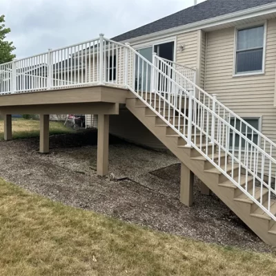 new deck with white railing new deck with white railing
